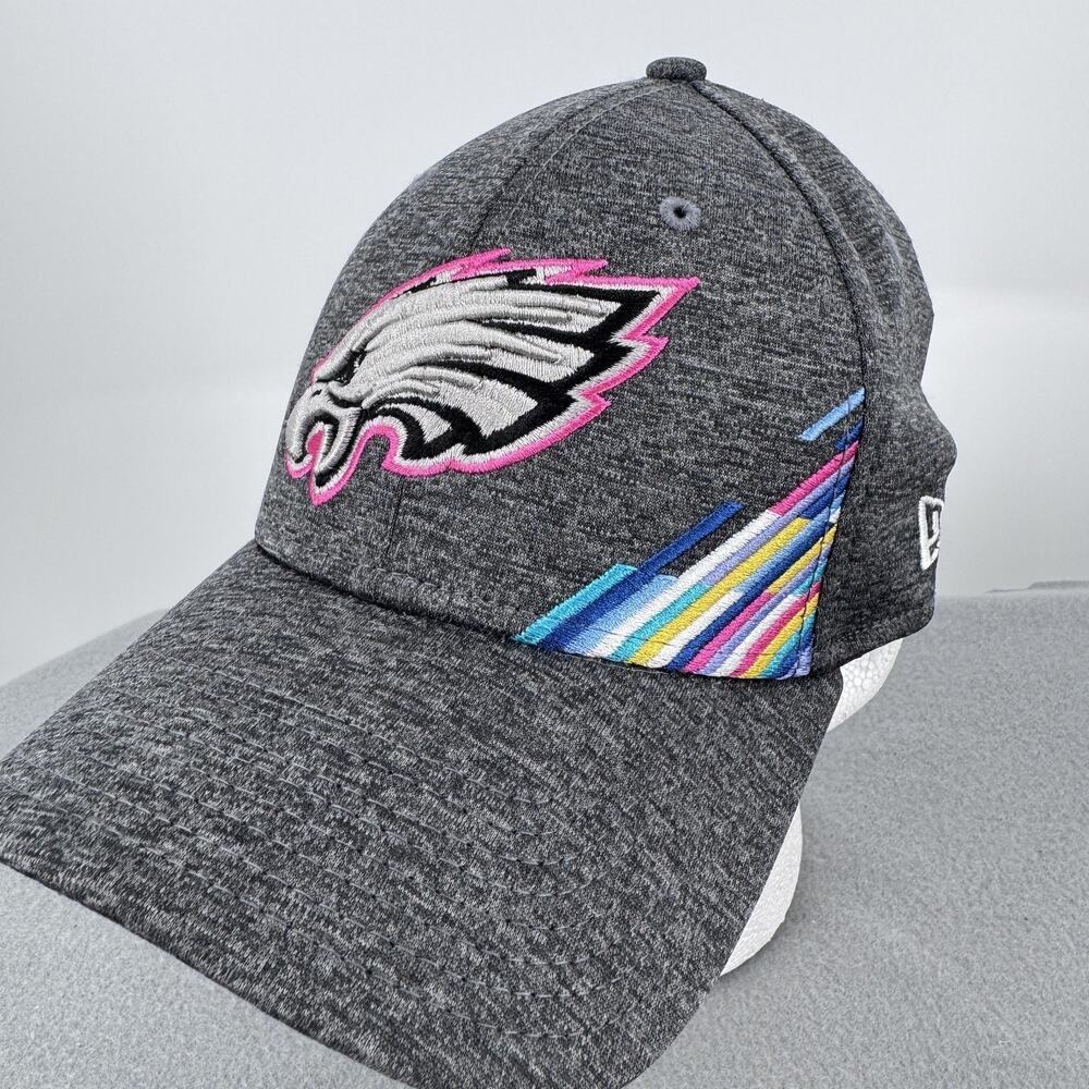 Philadelphia Eagles New Era 39THIRTY Crucial Catch‎ Hat M L Gray Pink Cap Fitted